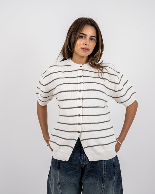 Girls’ Striped Knit Tee white