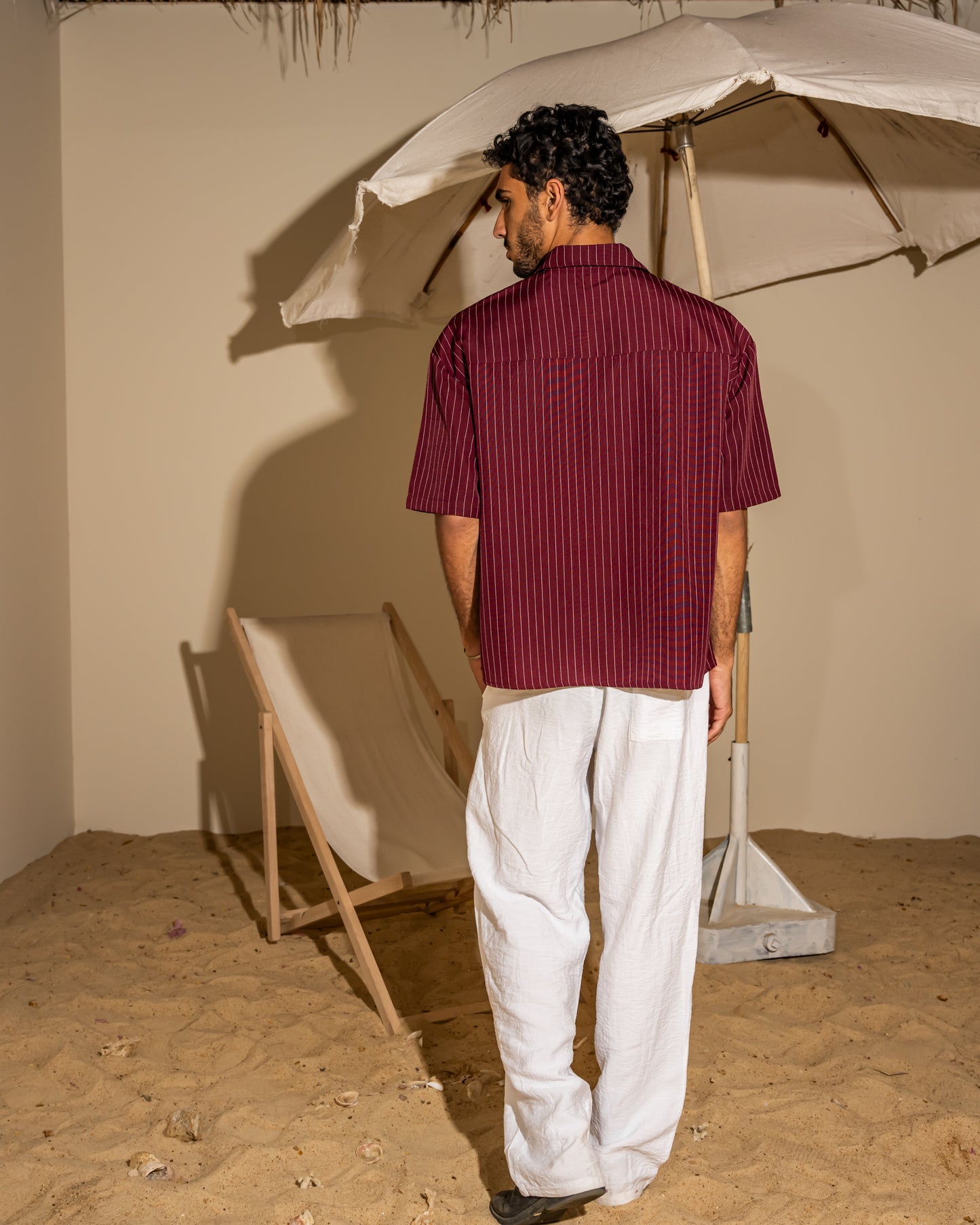 Burgundy striped shirt(unisex)