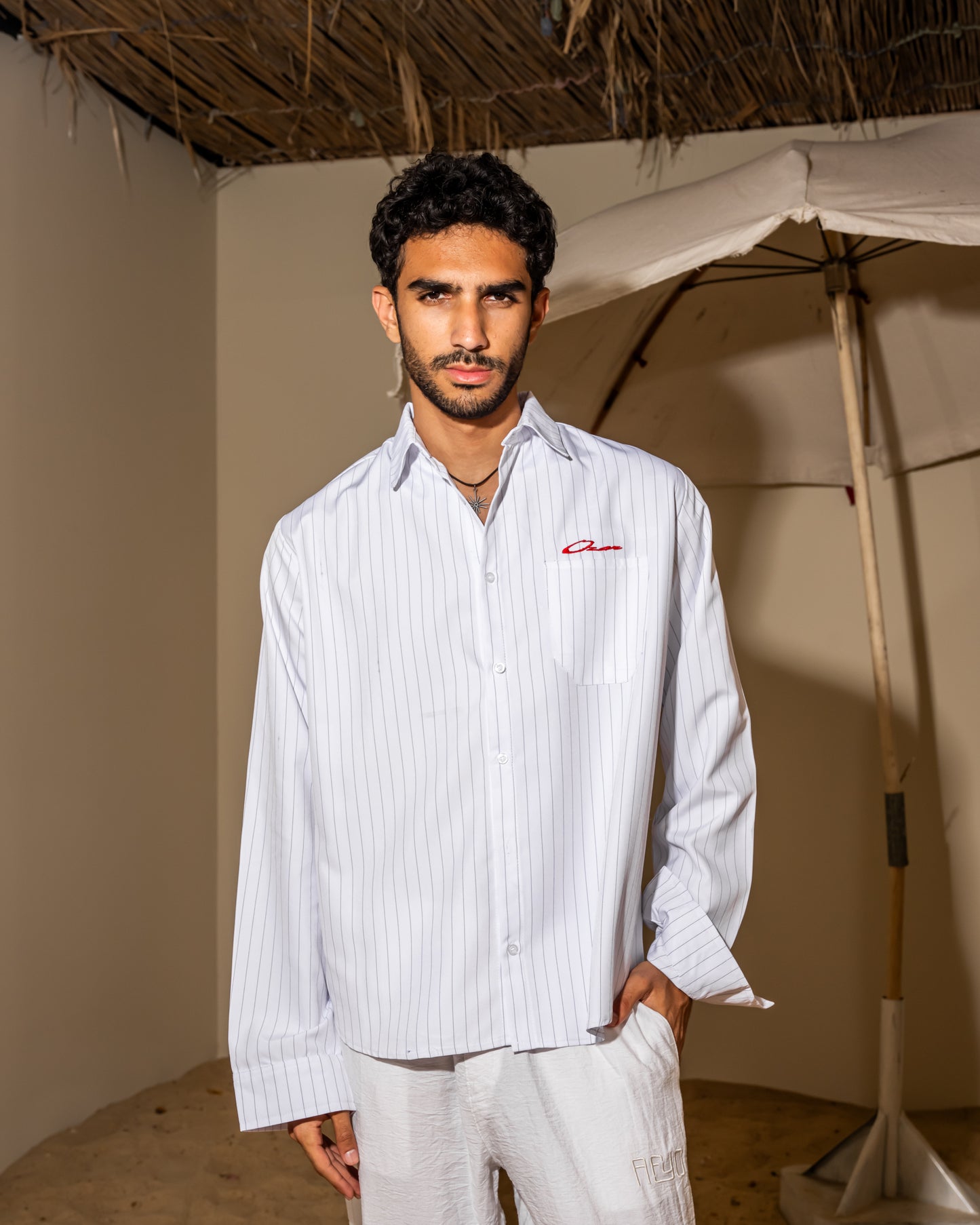 White striped shirt long sleeve (unisex)