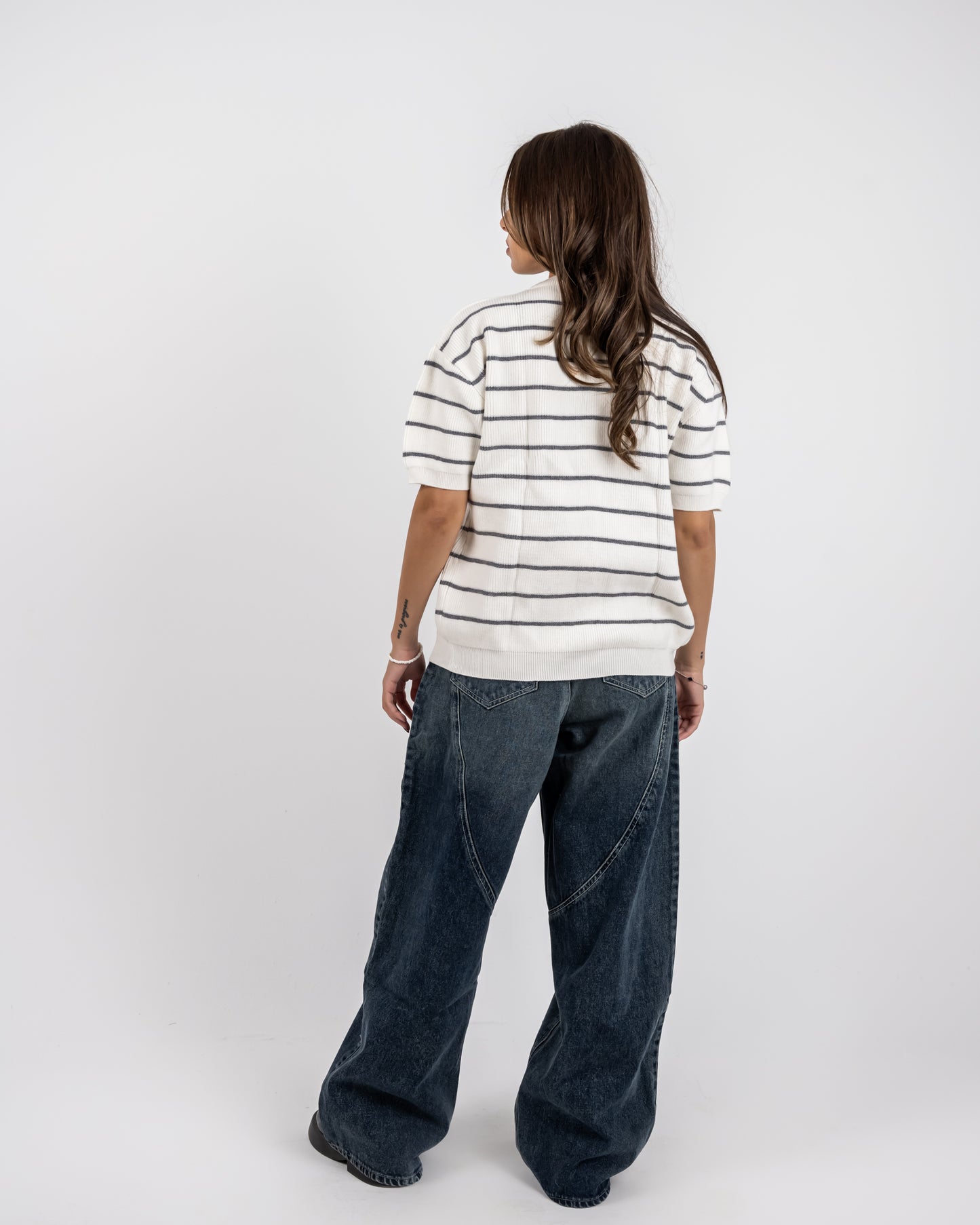 Girls’ Striped Knit Tee white