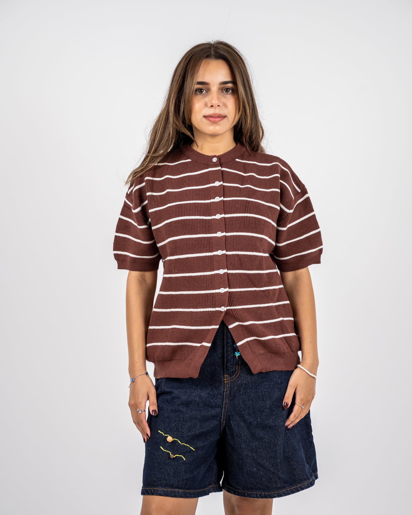 Girls’ Striped Knit Tee Brown