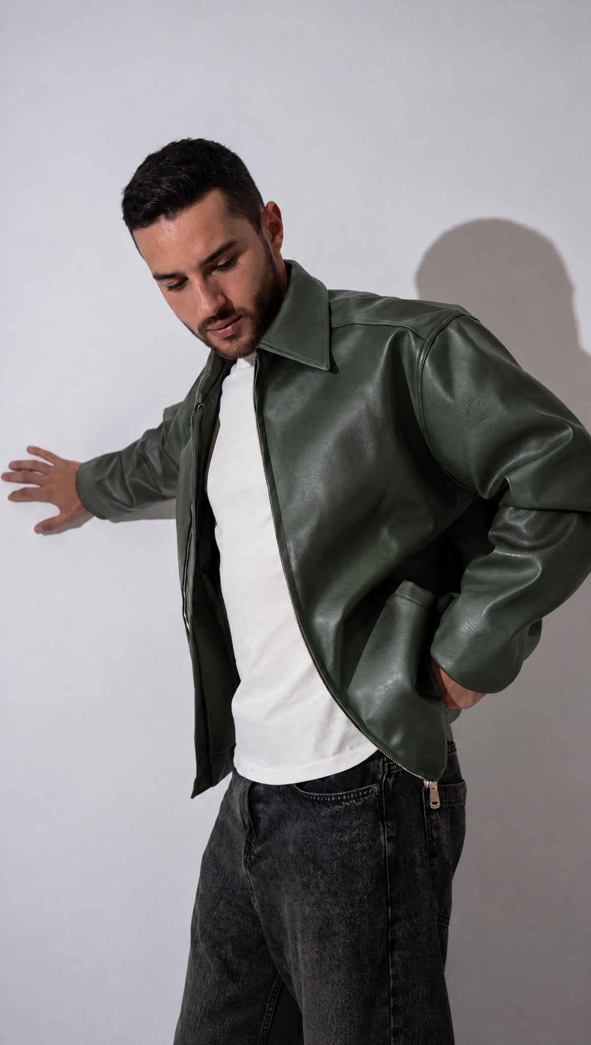 Olive Green leather jacket
