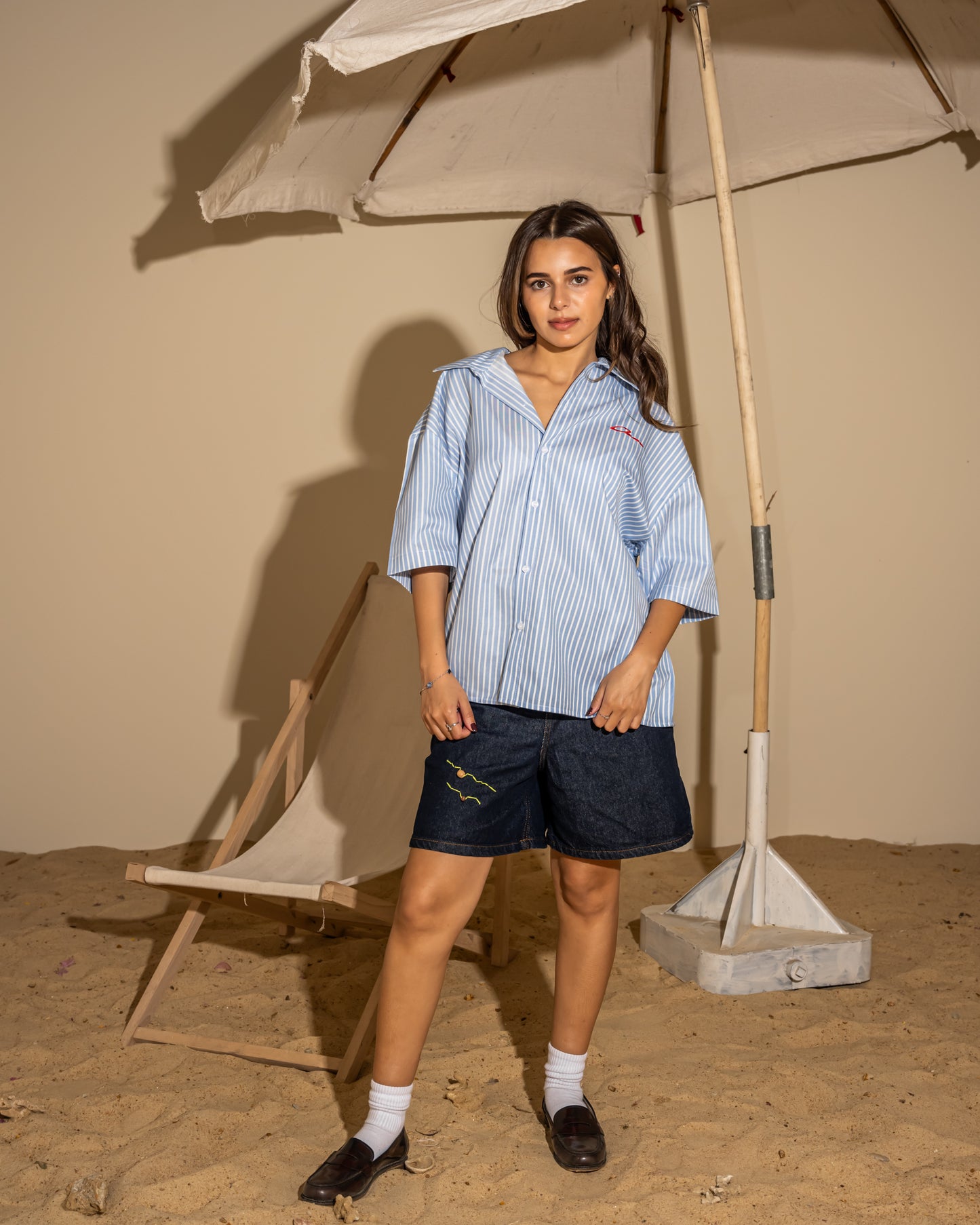 Baby blue  striped shirt#