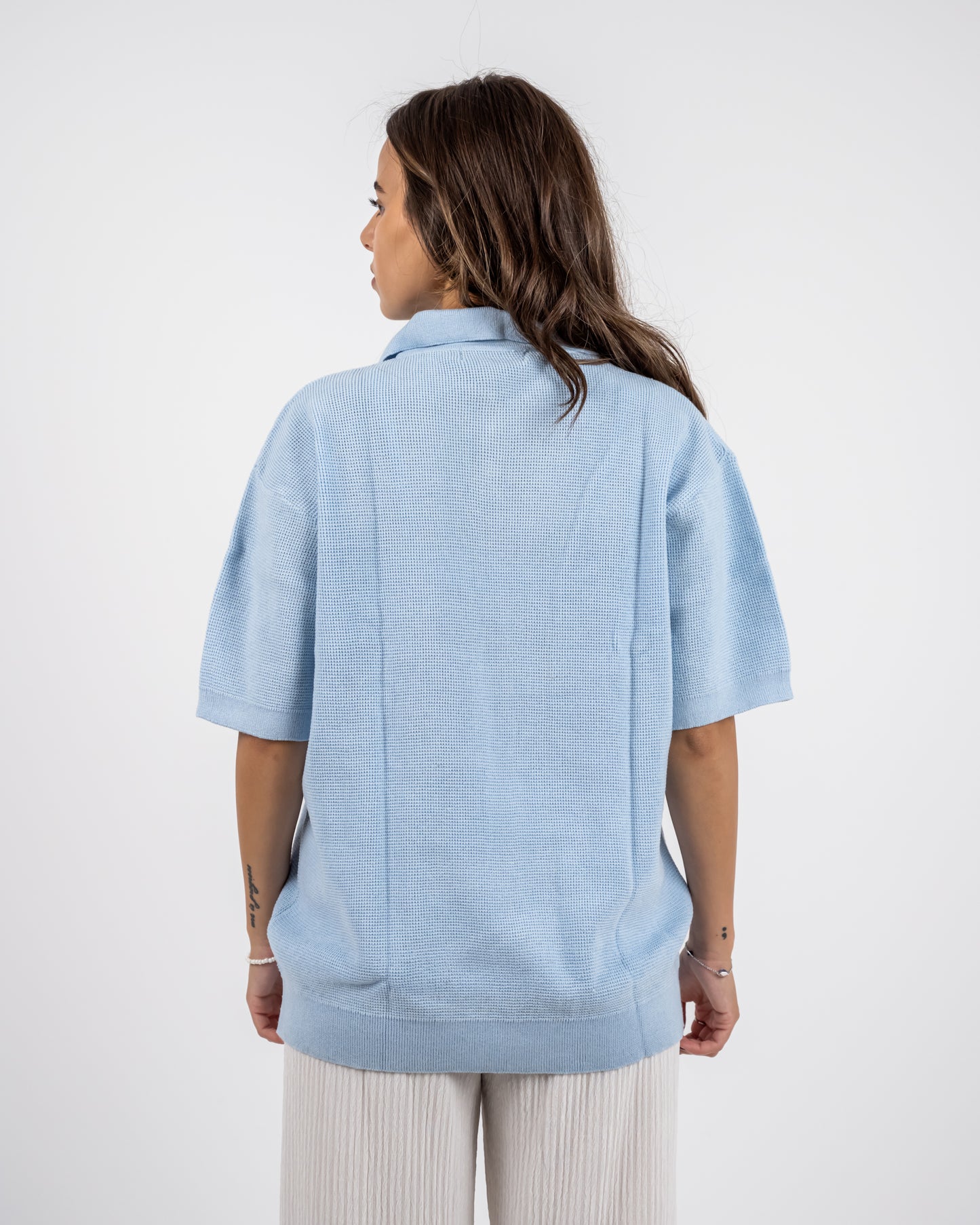 Baby blue knit polo T-shirt