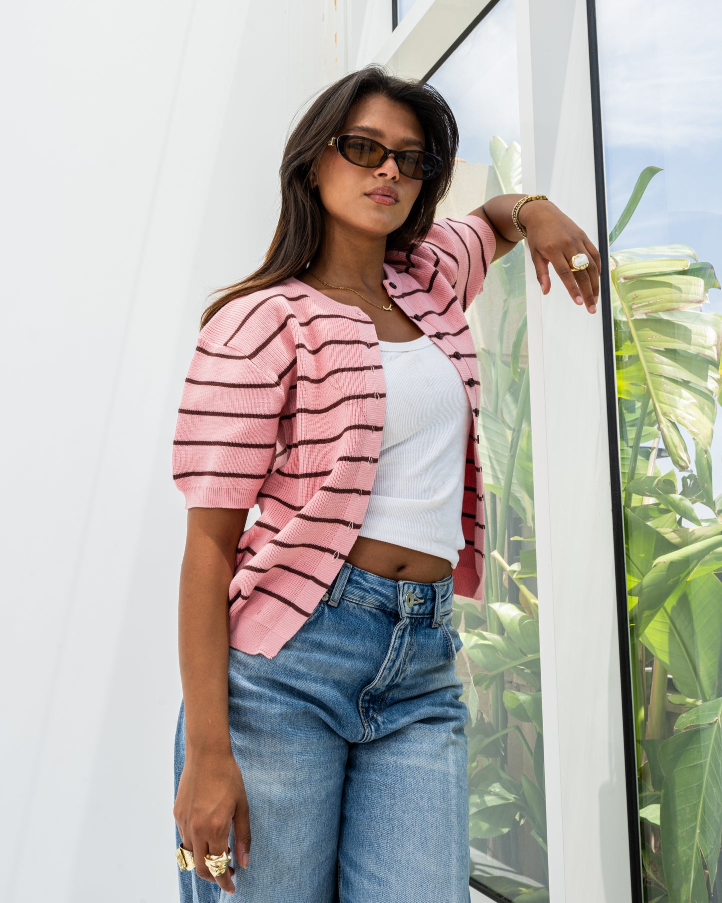 Girls’ Striped Knit Tee Rose