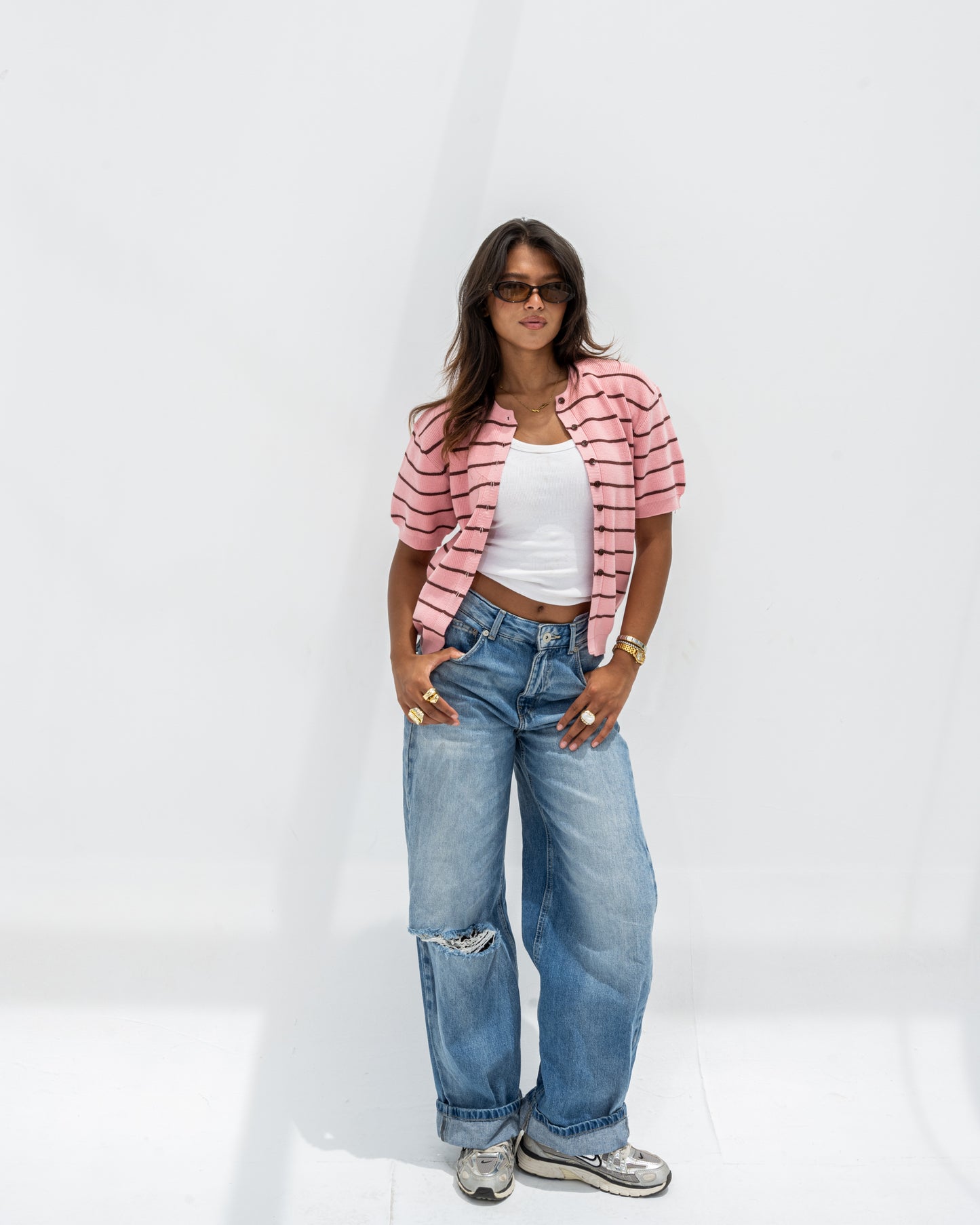 Girls’ Striped Knit Tee Rose