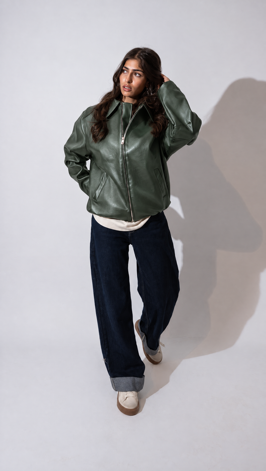 Olive Green leather jacket