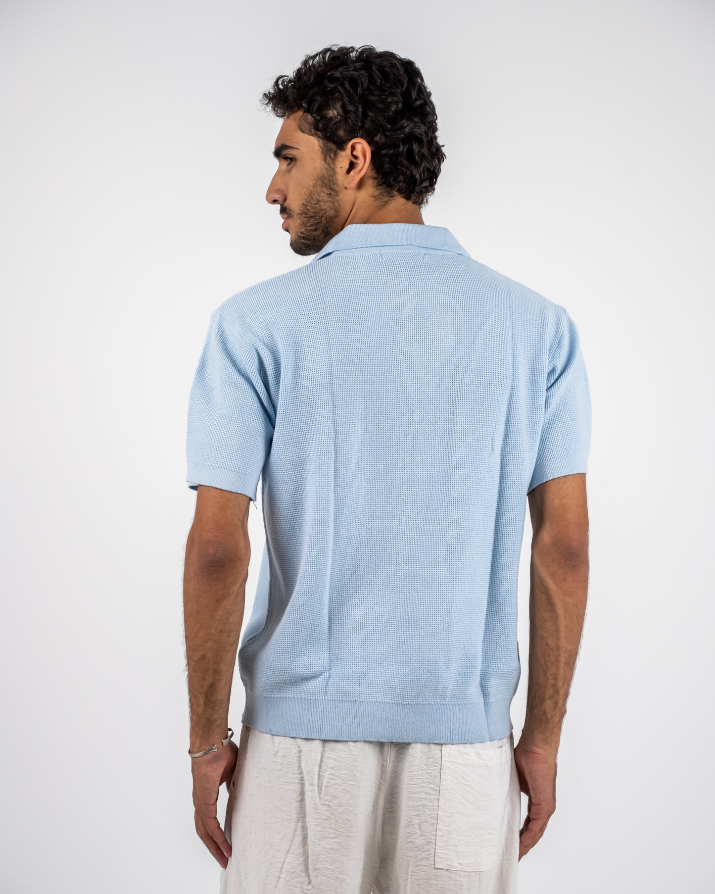 Baby blue knit polo T-shirt