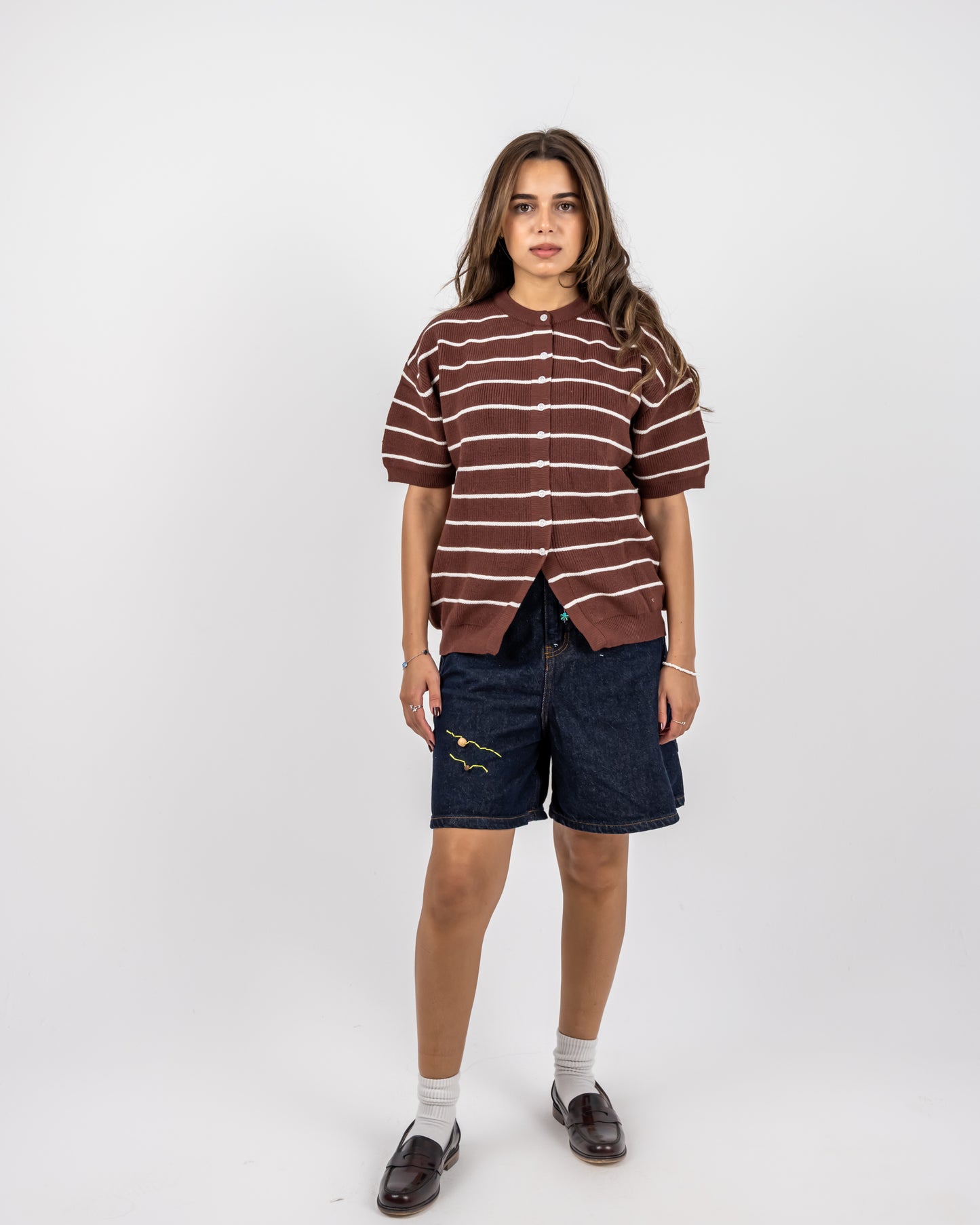 Girls’ Striped Knit Tee Brown