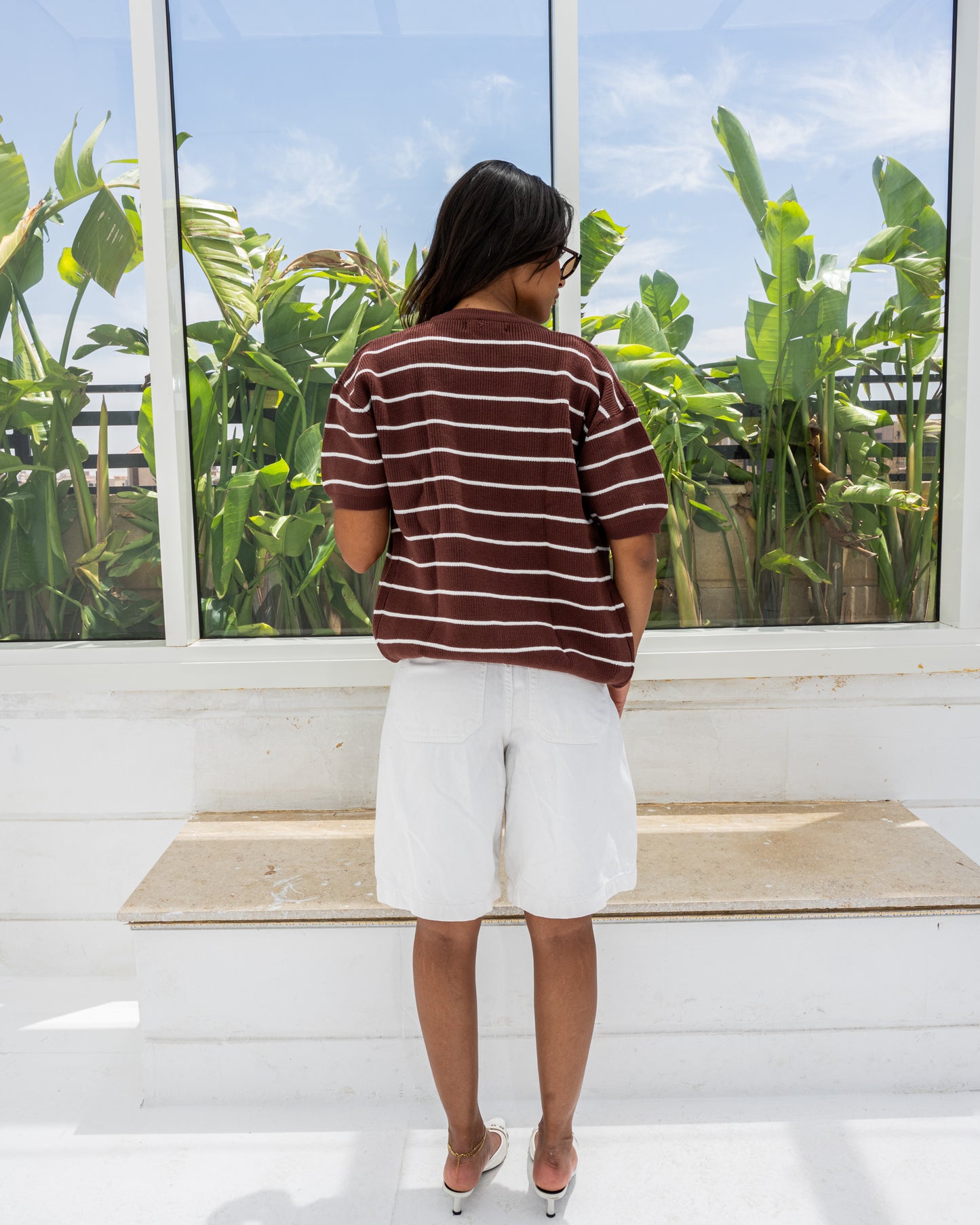 Girls’ Striped Knit Tee Brown