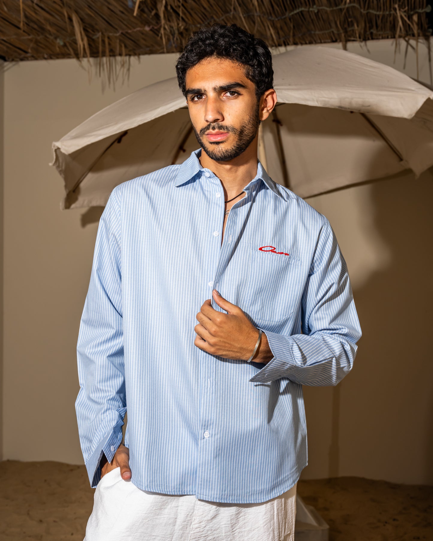 Baby blue  striped shirt  long sleeve (unisex)