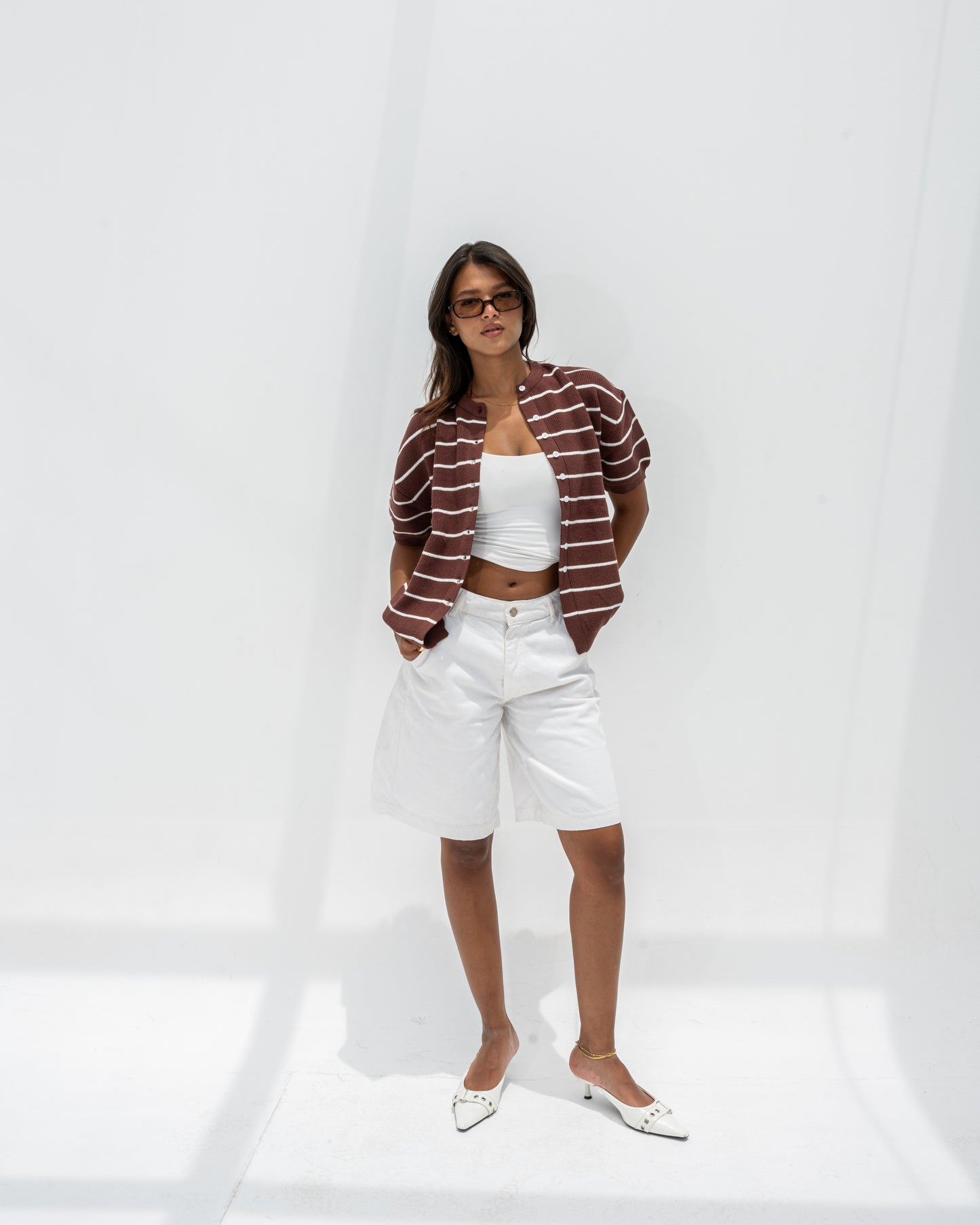 Girls’ Striped Knit Tee Brown