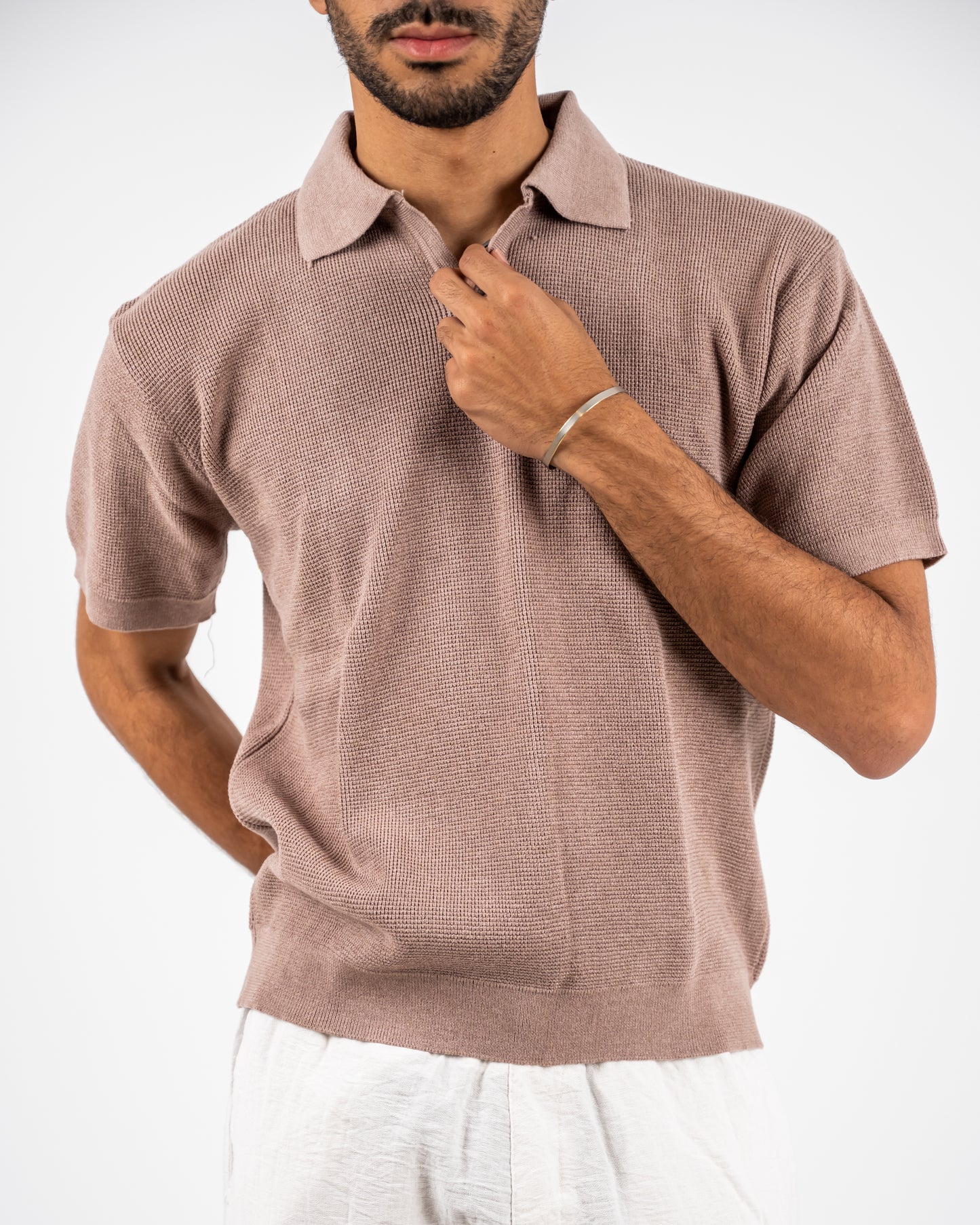 Beigie knit Polo T-shirt