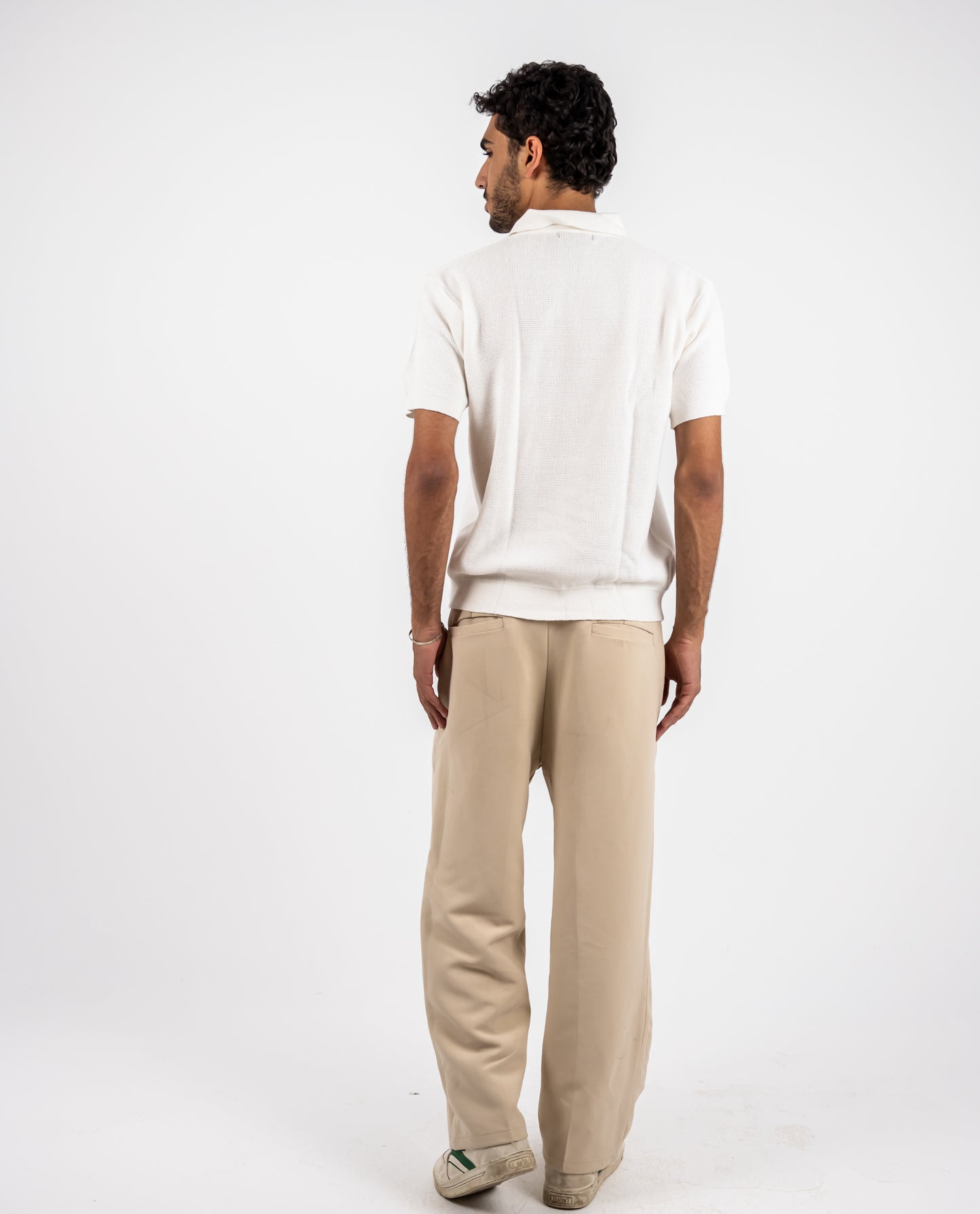 White knit polo T-shirt