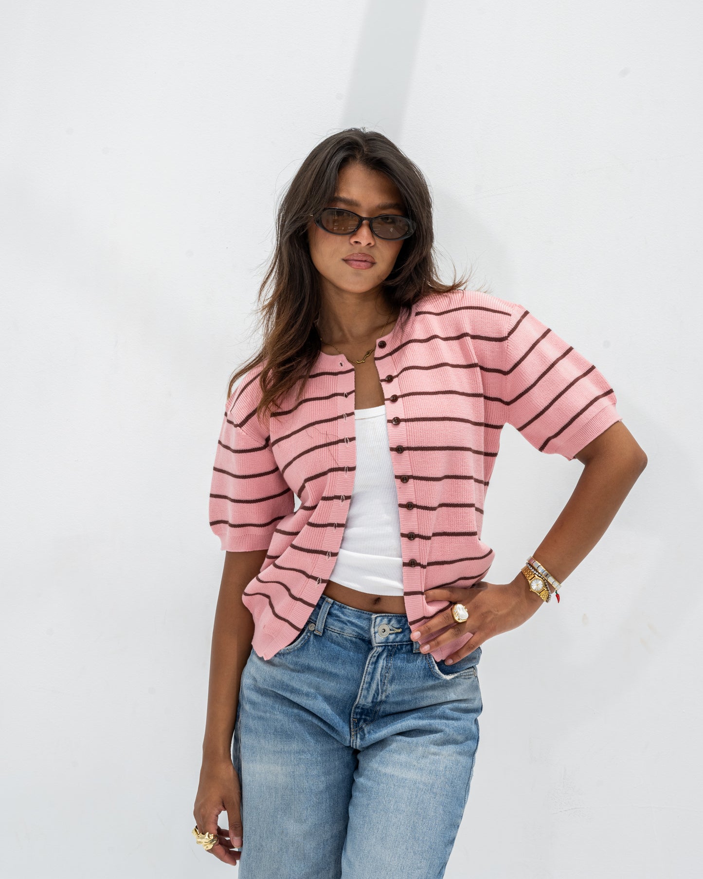 Girls’ Striped Knit Tee Rose