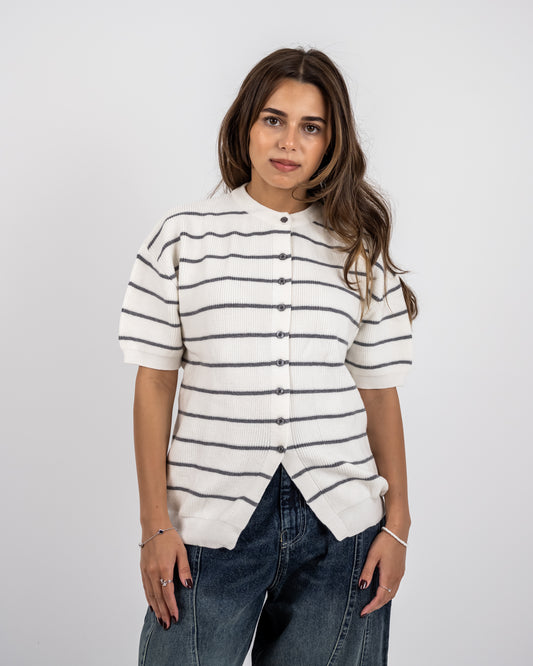 Girls’ Striped Knit Tee white