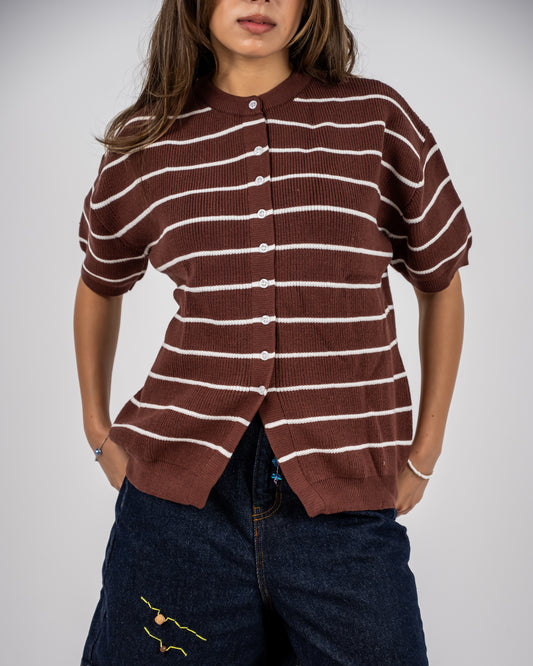 Girls’ Striped Knit Tee Brown