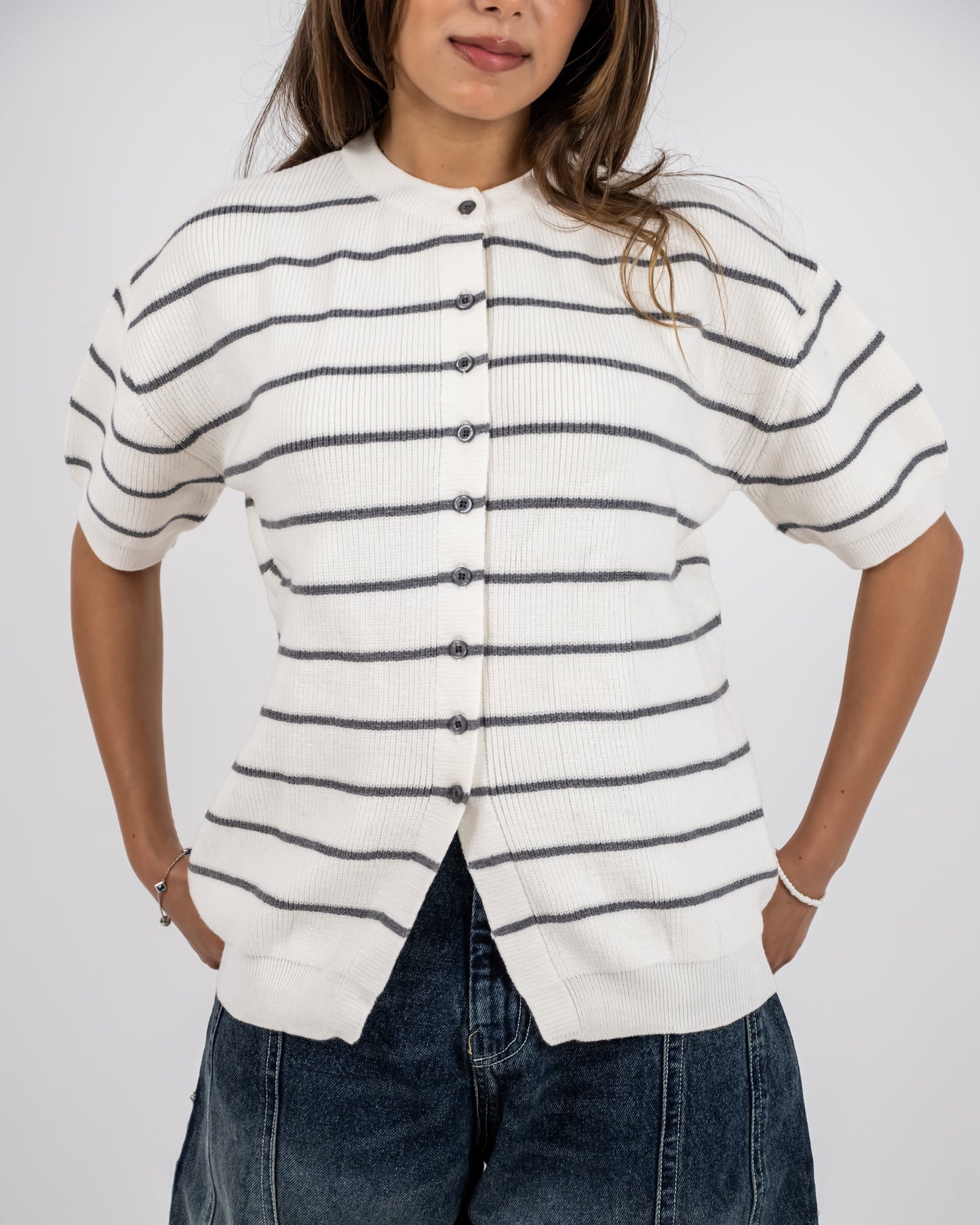 Girls’ Striped Knit Tee white