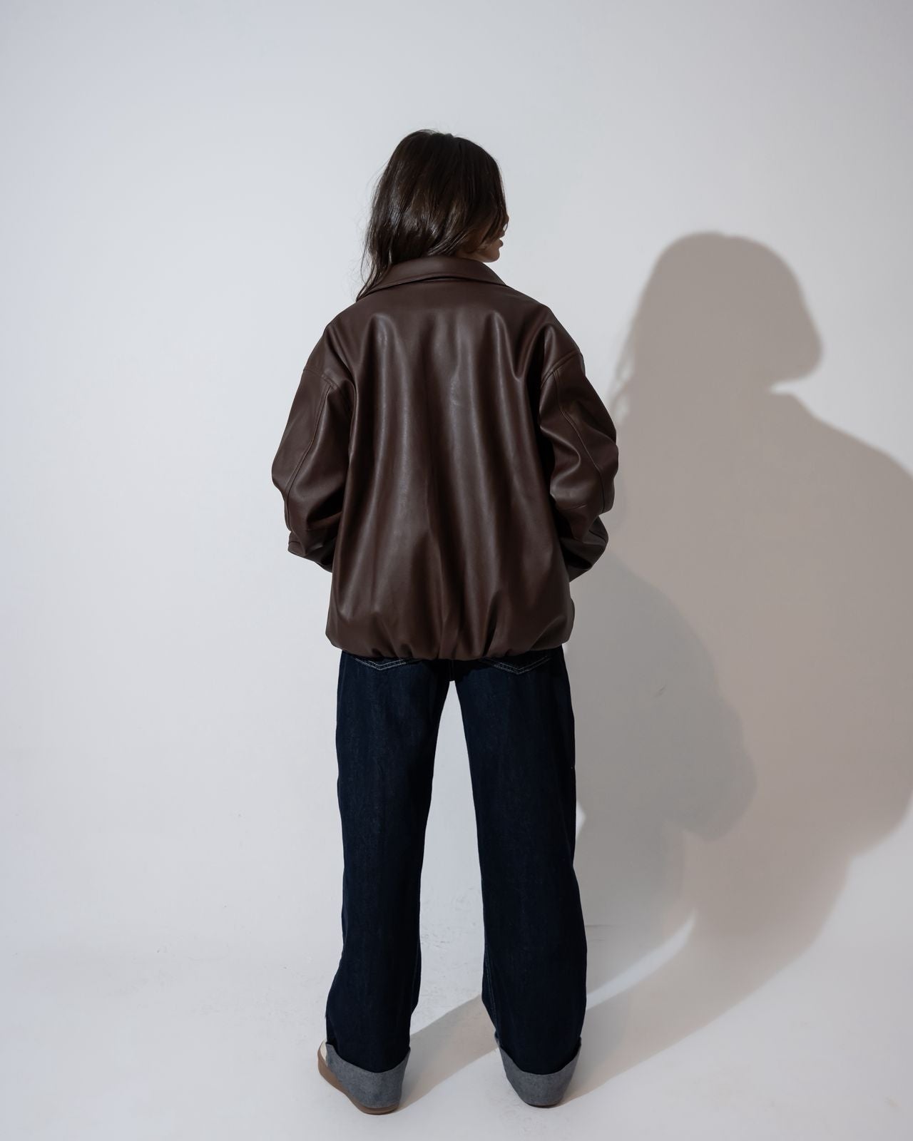 Bold brown leather jacket