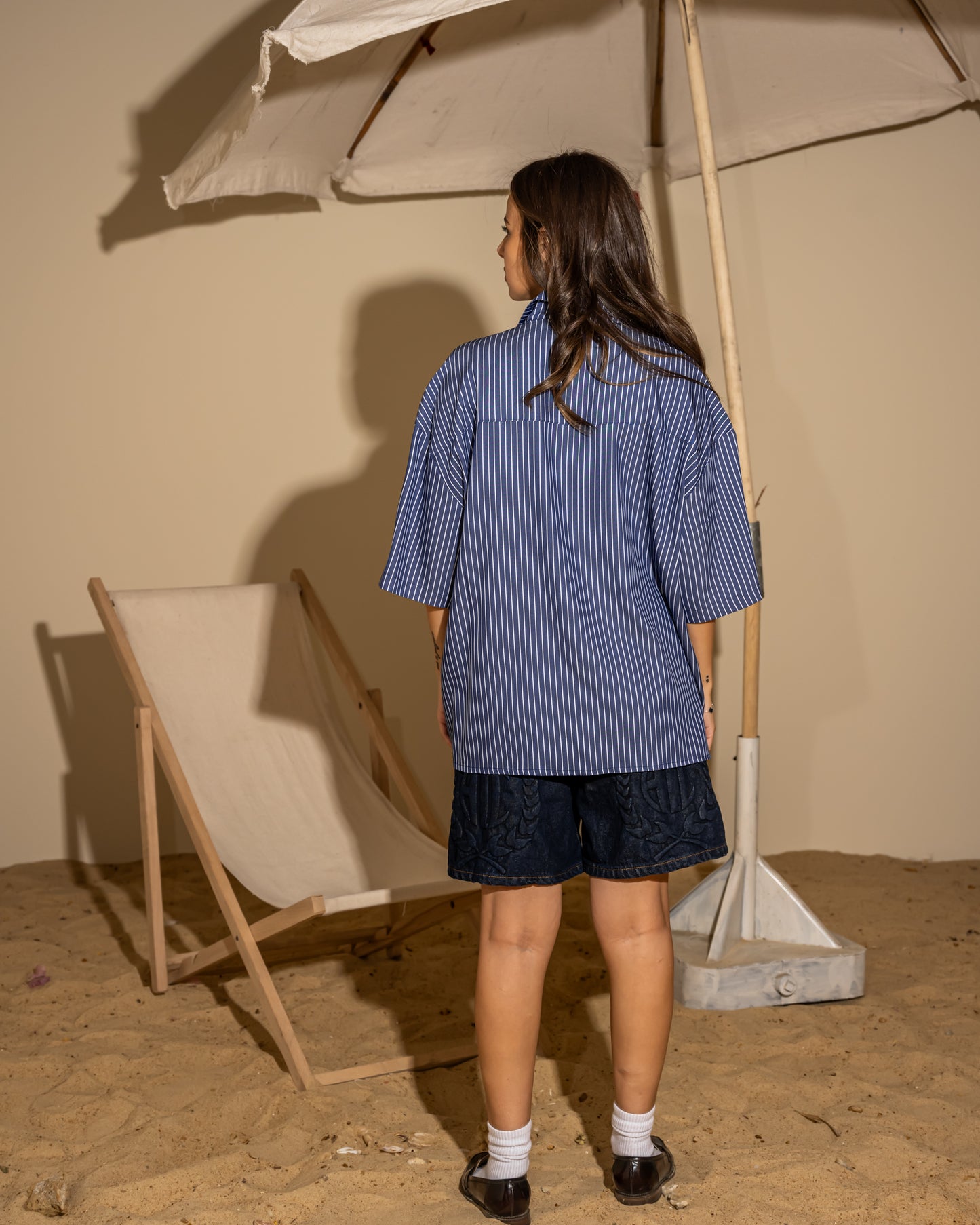 Light  navy blue striped shirt (unisex)