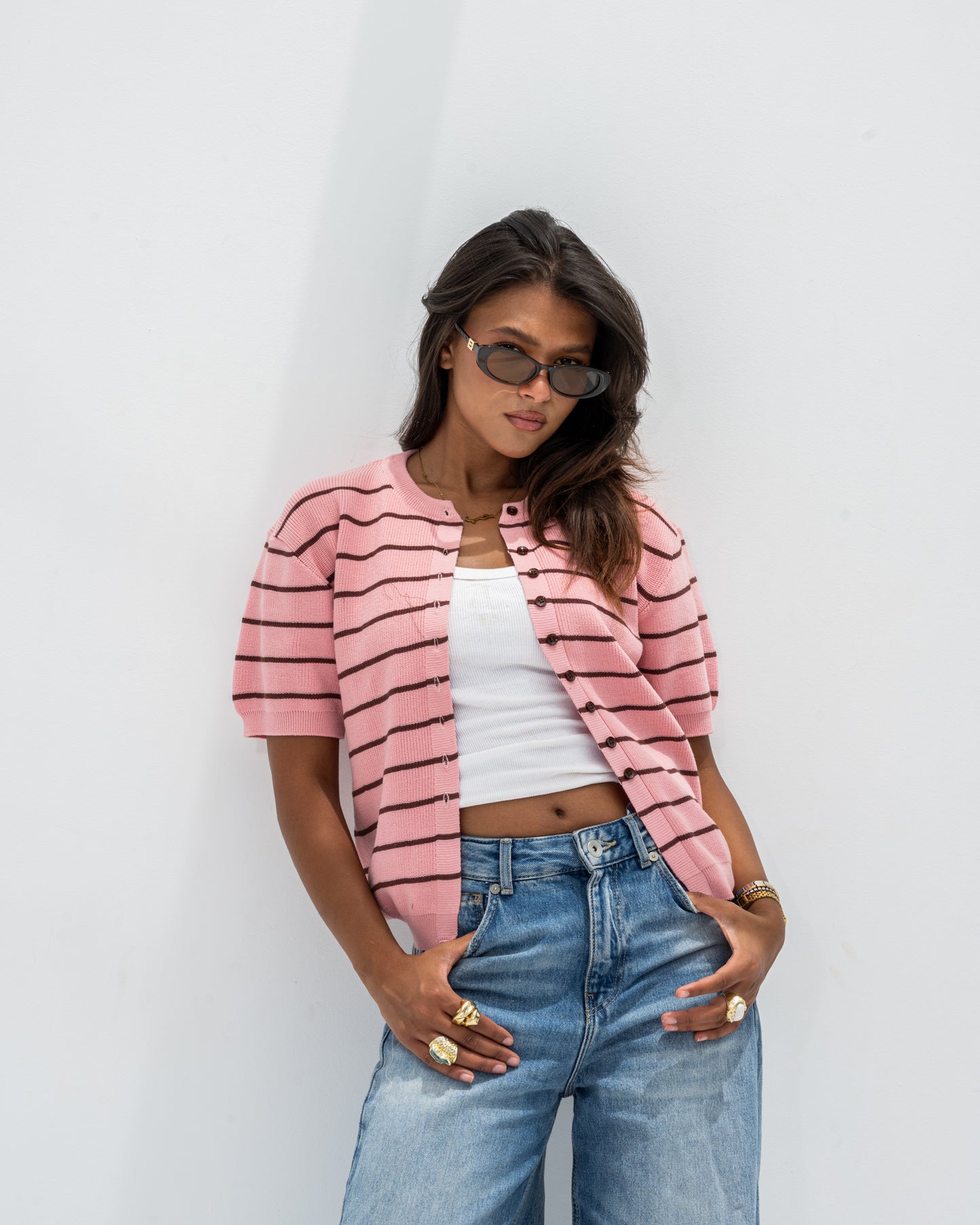 Girls’ Striped Knit Tee Rose