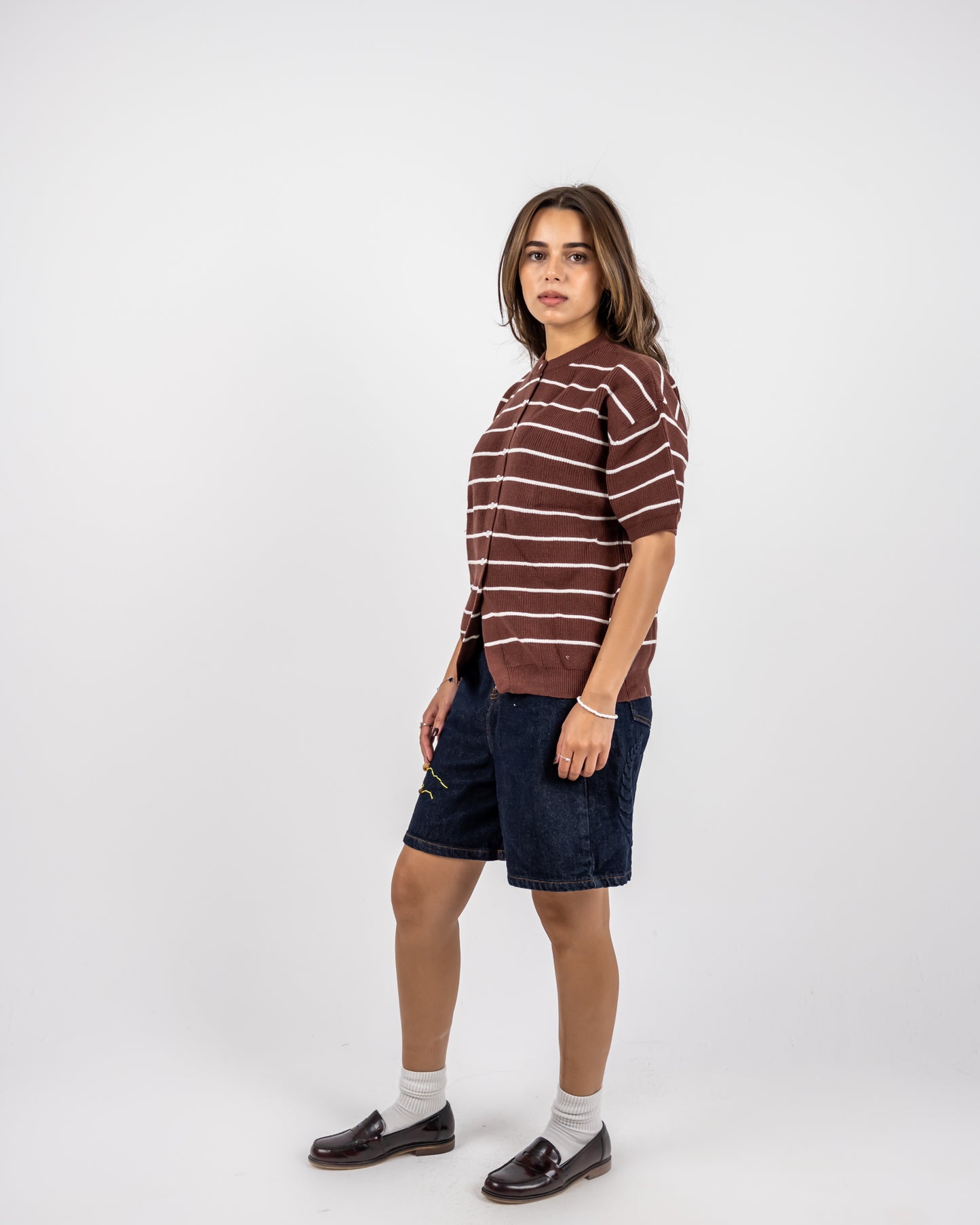 Girls’ Striped Knit Tee Brown