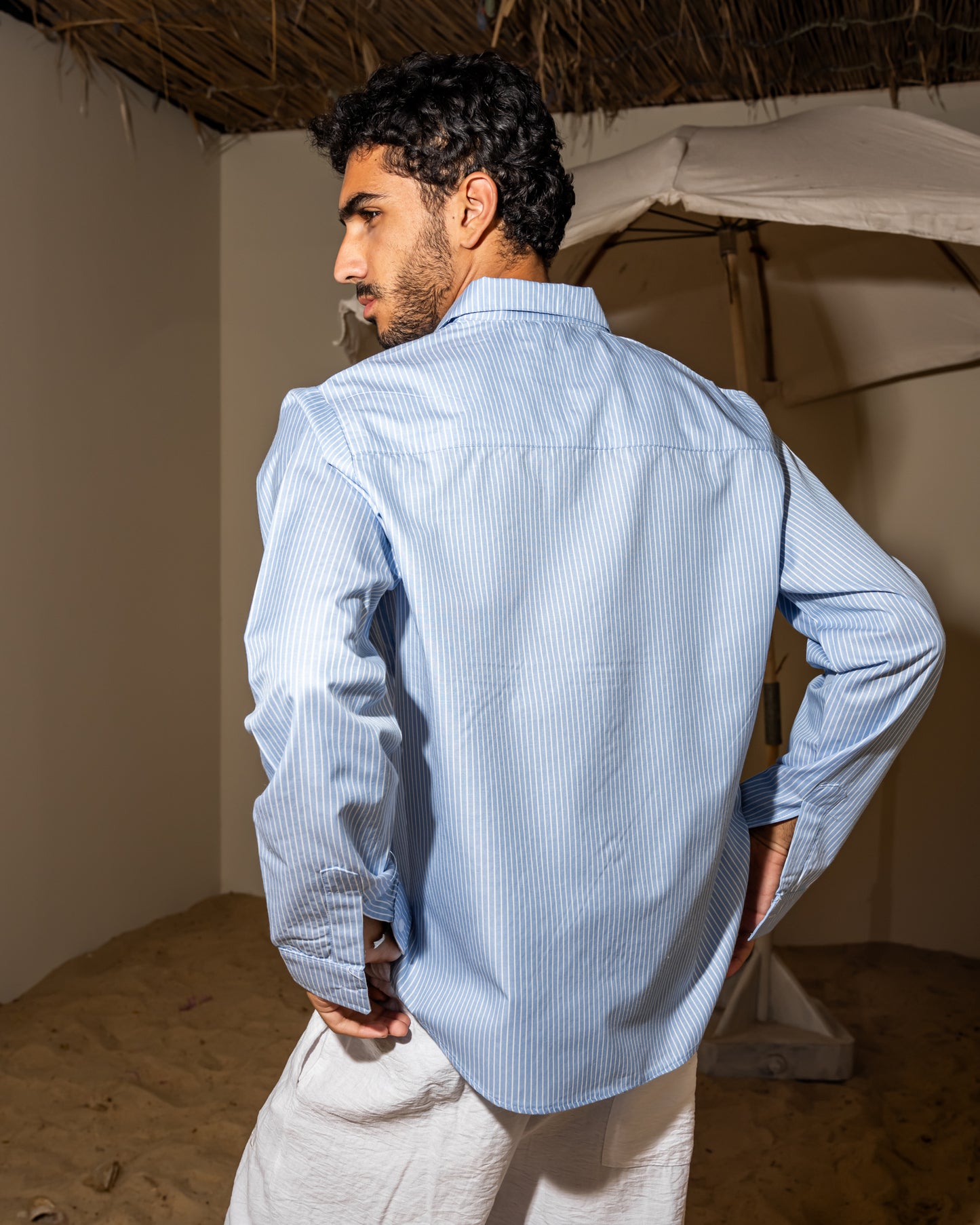 Baby blue  striped shirt  long sleeve (unisex)